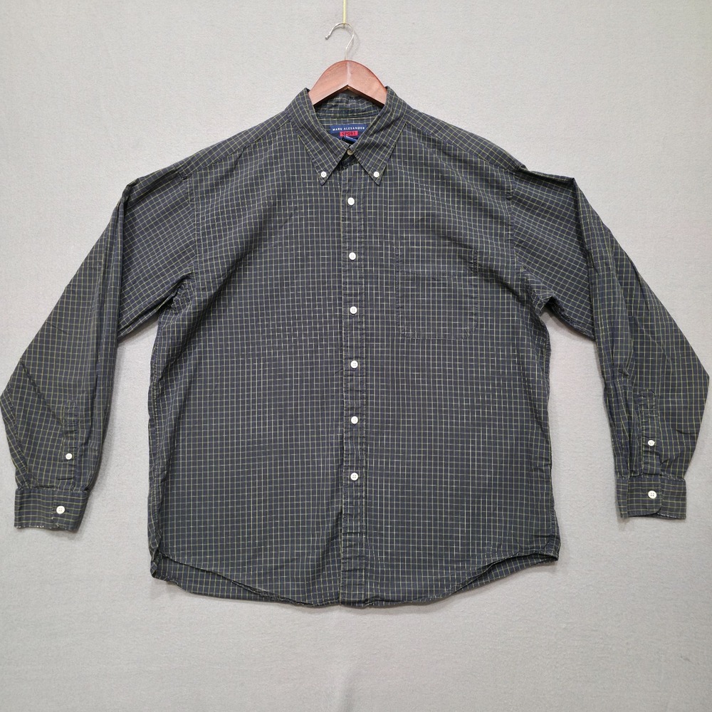 Mark Alexander Sport‎ Men's Long Sleeve Button Up Black Check Shirt Size XL